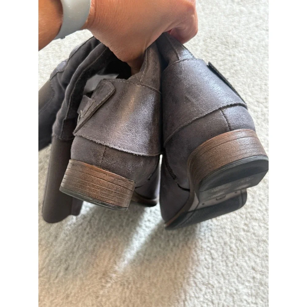 Madeline Gray Slouch Knee-High Boots w/ Buckle Sz 8.5 - Wide Calf-‎ Gently Worn
